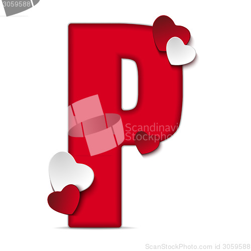 Image of Alphabet Letters With Red Heart Valentine Day