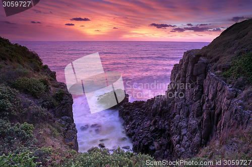 Image of Fiery sunrise skies at Minamurra Headland South Coast Australia