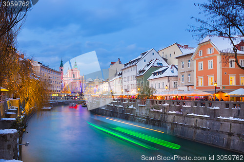 Image of Ljubljana in Christmas time. Slovenia, Europe. 