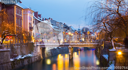 Image of Ljubljana in Christmas time. Slovenia, Europe. 