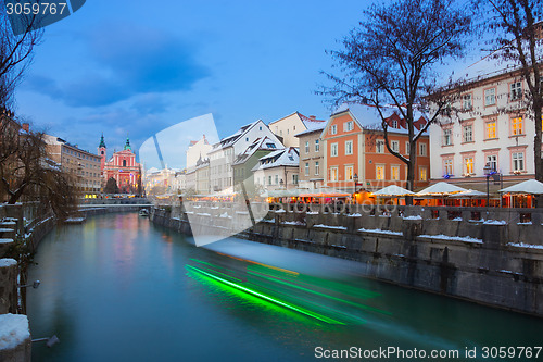 Image of Ljubljana in Christmas time. Slovenia, Europe. 