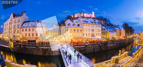 Image of Ljubljana in Christmas time. Slovenia, Europe. 