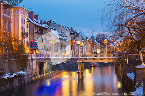 Image of Ljubljana in Christmas time. Slovenia, Europe. 