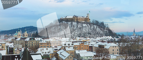 Image of Panorama of Ljubljana in winter. Slovenia, Europe.