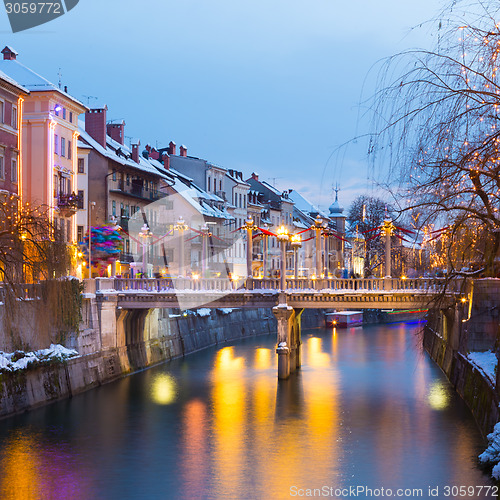 Image of Ljubljana in Christmas time. Slovenia, Europe. 