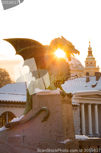 Image of Dragon bridge, Ljubljana, Slovenia, Europe.