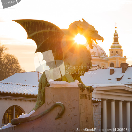 Image of Dragon bridge, Ljubljana, Slovenia, Europe.