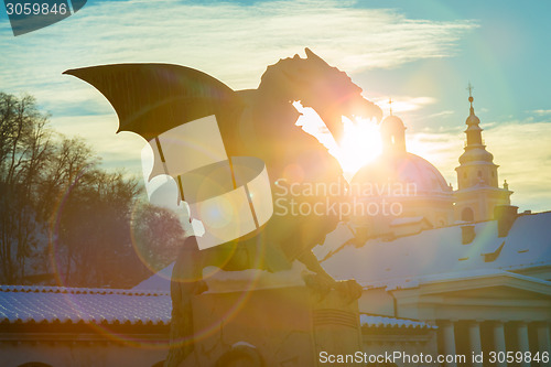 Image of Dragon bridge, Ljubljana, Slovenia, Europe.