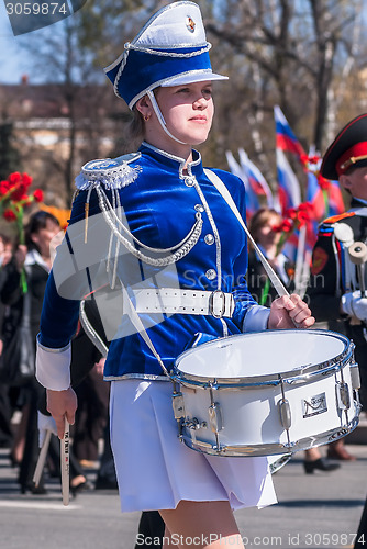 Image of Drummer girl on Victory Day parade