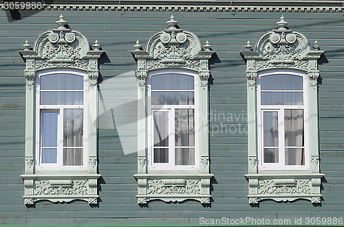 Image of Three windows of the house of G. A. Andreyev, Tyumen, Russia.