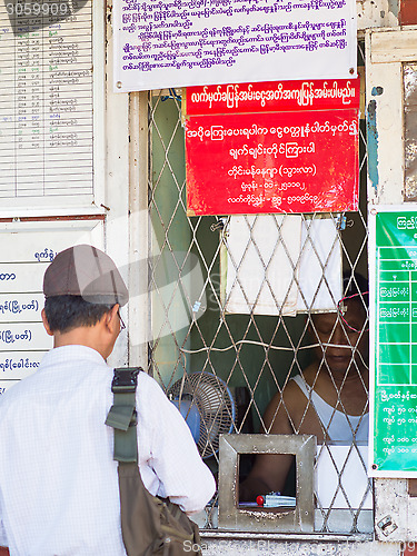 Image of Ticket counter at railway station in Yangon, Myanmar
