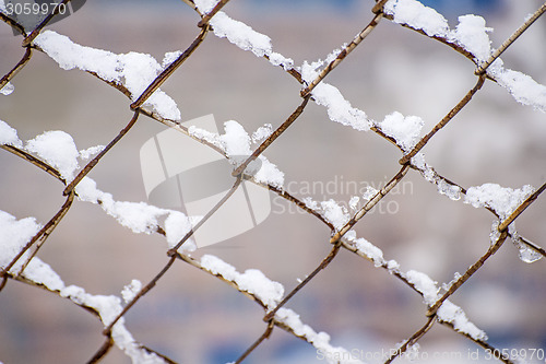 Image of snowhats on a fence