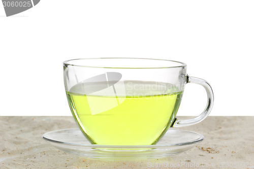 Image of Green tea in a glass cup