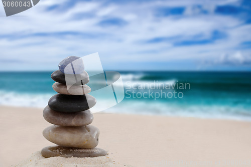 Image of Pile of pebbles at the beach