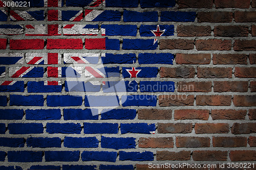 Image of Brick wall texture with flag