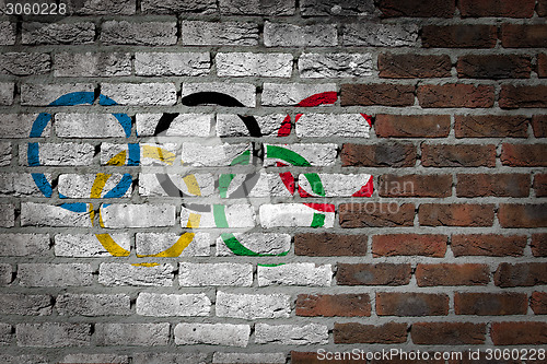 Image of Brick wall texture with flag