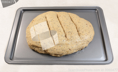 Image of Raw bread dough ready for the oven