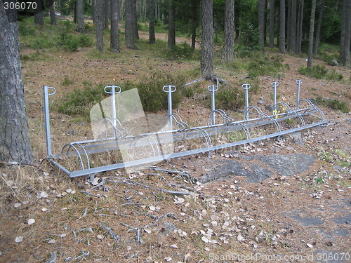 Image of Bicycle stand in the forest, Oslo