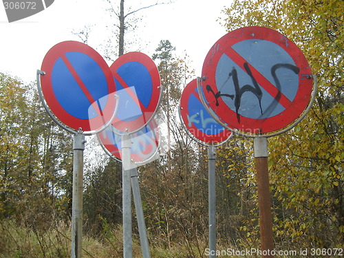 Image of A bouquet of traffic signs