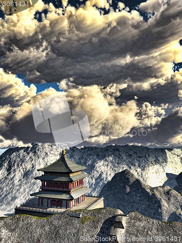 Image of Buddhist Temple in mountains