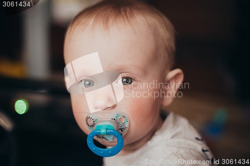 Image of Pretty Baby Boy With Soother