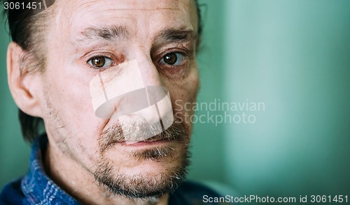 Image of Portrait Of Serious Sad Old Adult Expressive Man With Beard Look