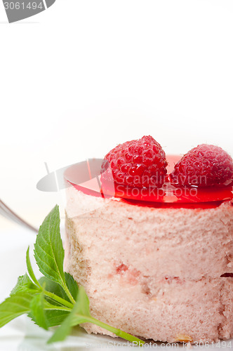 Image of fresh raspberry cake mousse dessert