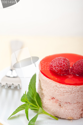 Image of fresh raspberry cake mousse dessert