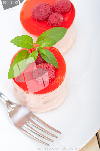 Image of fresh raspberry cake mousse dessert