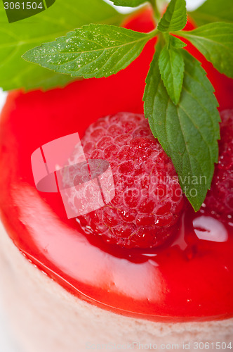 Image of fresh raspberry cake mousse dessert