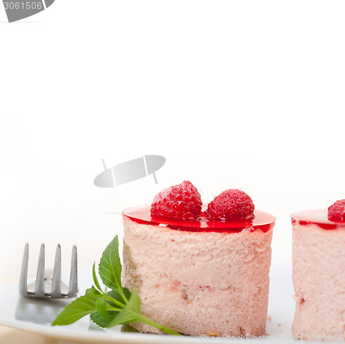 Image of fresh raspberry cake mousse dessert