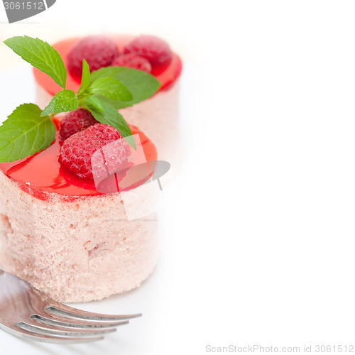 Image of fresh raspberry cake mousse dessert