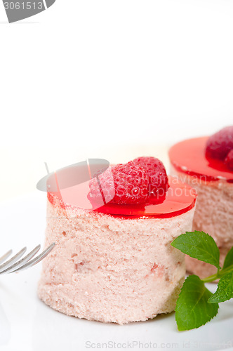 Image of fresh raspberry cake mousse dessert