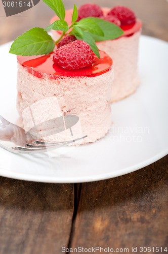 Image of fresh raspberry cake mousse dessert