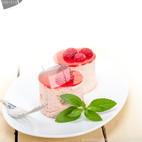 Image of fresh raspberry cake mousse dessert