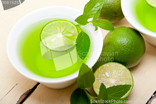 Image of mint infusion tea tisane with lime
