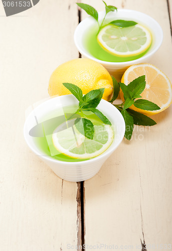 Image of mint infusion tea tisane with lemon