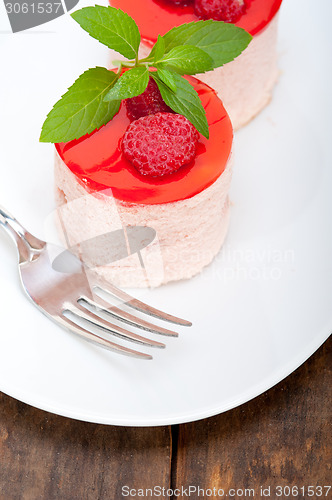 Image of fresh raspberry cake mousse dessert