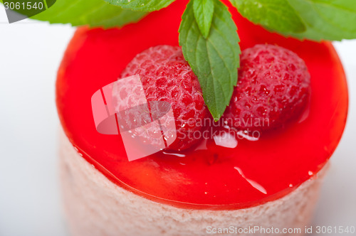 Image of fresh raspberry cake mousse dessert