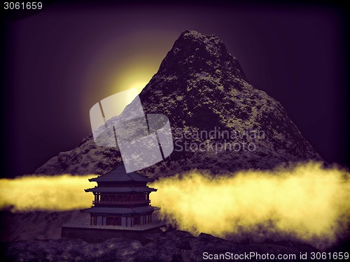 Image of Buddhist Temple in mountains