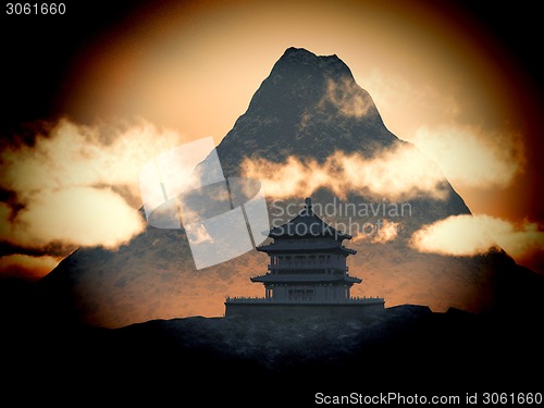 Image of Buddhist Temple in mountains