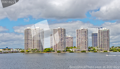 Image of Skyline of the city of Aventura in Miami, Florida.