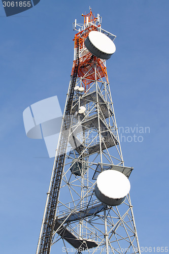 Image of Telecommunication tower against the blue sky