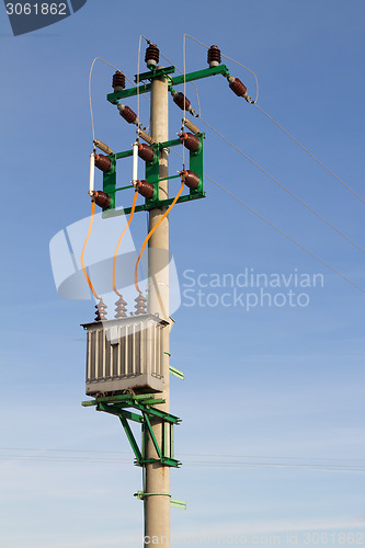 Image of Electric transformer on electric pole