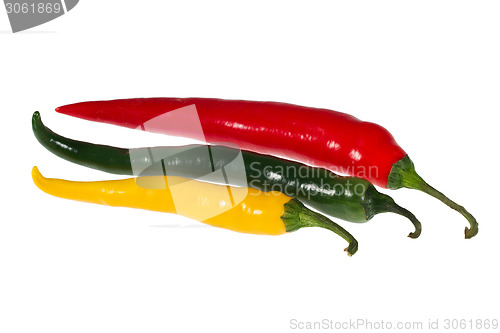 Image of Hot chilli peppers isolated on white background