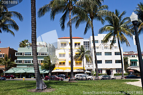 Image of MIAMI - May 9, 2013: South Beach Miami with its iconic Art Deco 