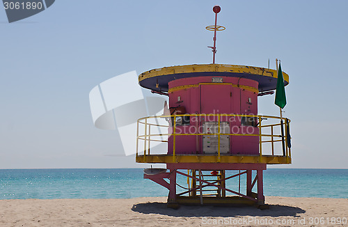 Image of South Beach lifeguard hut in Miami, Florida