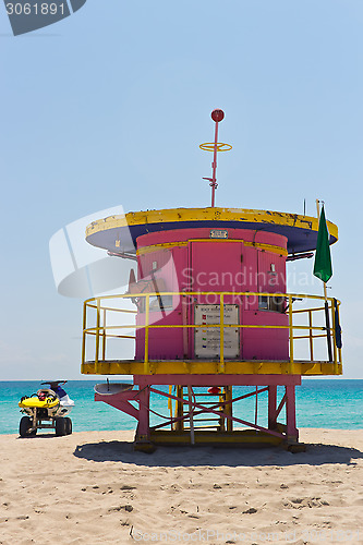 Image of South Beach lifeguard hut in Miami, Florida