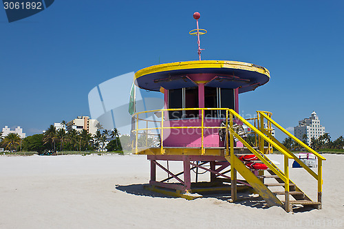 Image of South Beach lifeguard hut in Miami, Florida