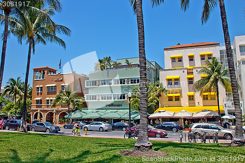 Image of MIAMI - May 9, 2013: South Beach Miami with its iconic Art Deco 